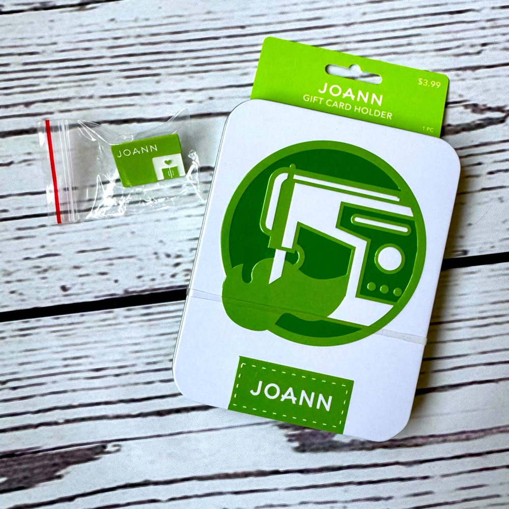 SUPER RARE Joann Fabrics Branded Graphic Enamel Pin & Sewing Gift Card Tin! NEW